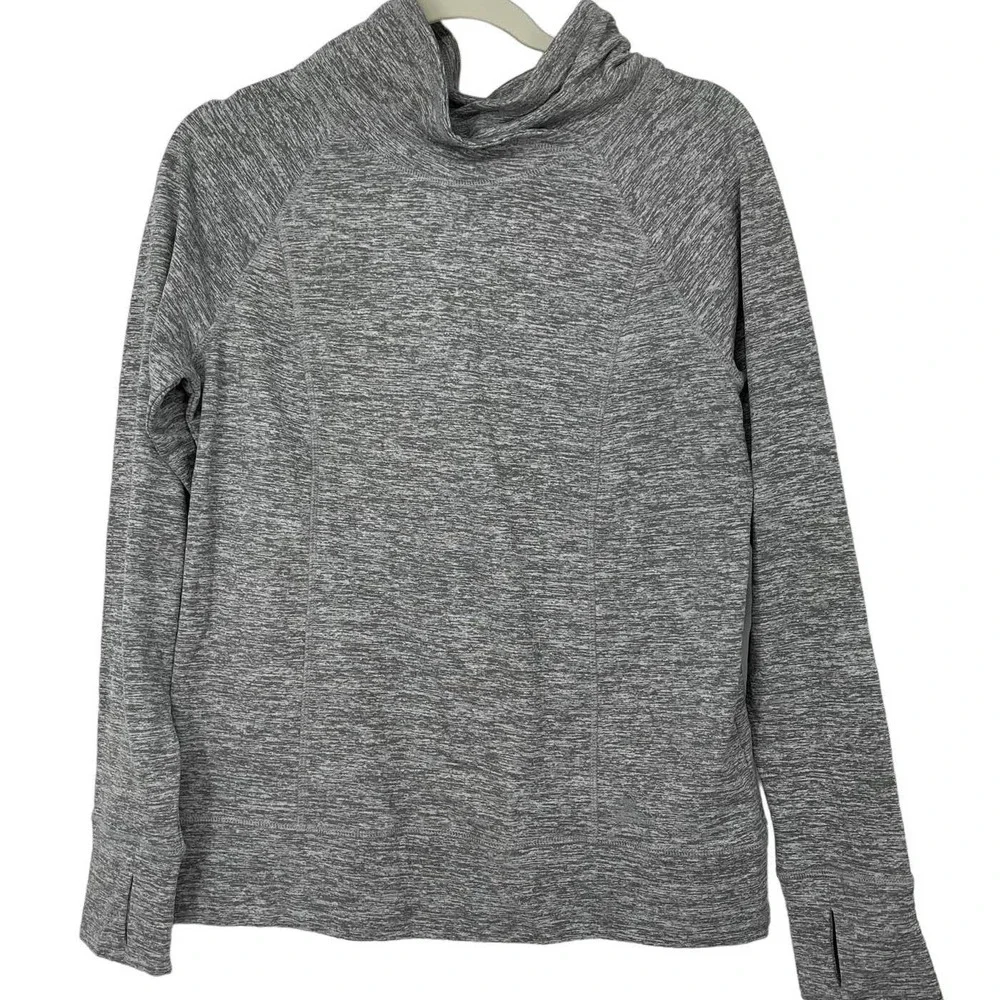 ZEROXPOSUR GRAY STRETCH LONG SLEEVE PULLOVER TOP WITH THUMBHOLES MEDIUM